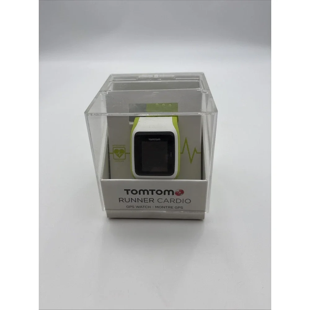 TomTom Runner Cardio GPS Watch Wrist-Based Heart Rate Running Watch Green/white